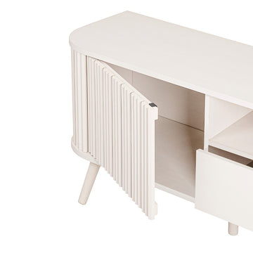 Damien 70 in. Farmhouse Curved TV Stand with Drawer and Storage Doors Fits TVs up to 75 in. with Cable Management